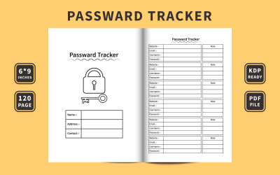 Layout und Innenarchitektur des Passwort-Tracker-Tagebuchs