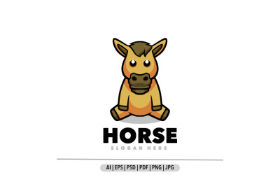 Logotipo de ilustração de desenho de desenho animado de mascote de cavalo