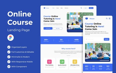 Page de destination Web du cours en ligne