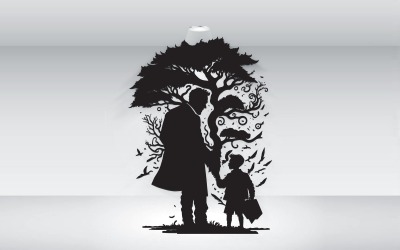 Vater und Sohn Tattoo-Design-Idee mit Baum-Vektordatei