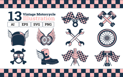 Vintage Motorcykel Färg - Illustration