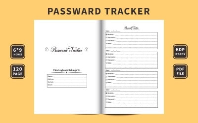 Website-Passwort- und Informations-Tracker-Logbuch Innendesign