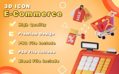 Comercialmente - Conjunto de iconos 3D de comercio electrónico