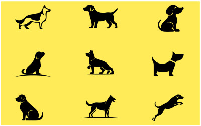Conjunto de elementos e ícone do vetor de cachorro
