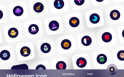 Conjunto de iconos de Halloween estilo circular relleno