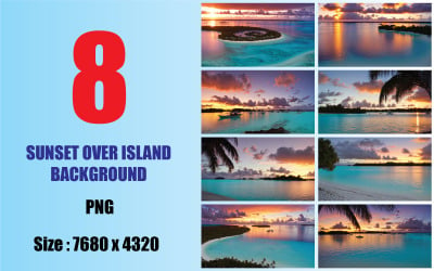 Coucher de soleil sur le lagon d&amp;#39;Ouvéa sur l&amp;#39;île d&amp;#39;Ouvéa, image de fond des îles Loyauté