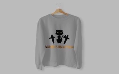 Halloween Is Here So Am I Cat T-Shirt Design Vector File