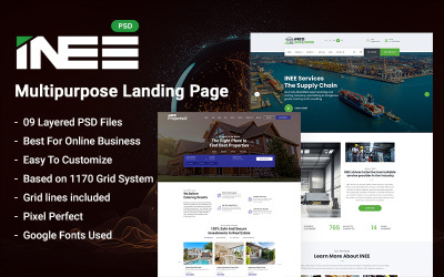INEE – Multipurpose Landing Pages PSD-mallar