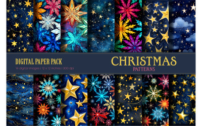 Modèles d&amp;#39;étoiles de Noël. Papier numérique.