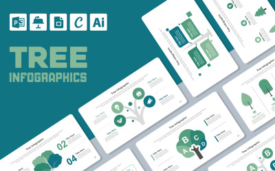 Modello di progettazione PowerPoint di infografica albero