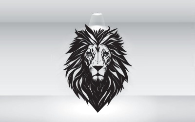 Abstract Detailed Lion Head Vector Logo