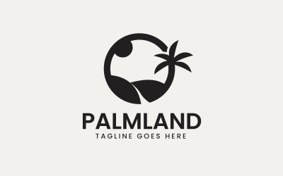 Modelo de design de logotipo de paisagem de palmeira