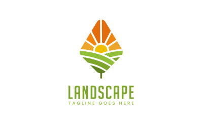 Plantilla de diseño de logotipo al aire libre de naturaleza de paisaje