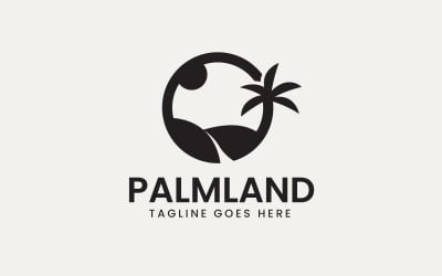 Plantilla de diseño de logotipo de paisaje de palmera