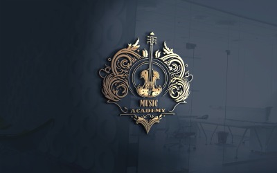 Academia de música com um arquivo vetorial de logotipo de guitarra