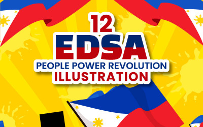 12º aniversario de la Revolución del Poder Popular de Edsa en Filipinas Ilustración