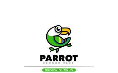 Design del logo cartoon del logo della mascotte dell&amp;#39;uccello del pappagallo