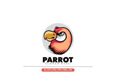 Design del logo della mascotte arrabbiata con testa di pappagallo