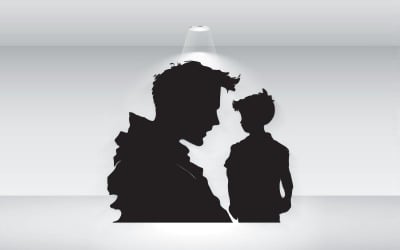 Fichier vectoriel d&amp;#39;idée de conception de tatouage de silhouette de père et de fils