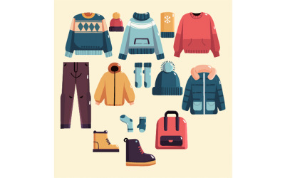 Handgetekende platte winterkleding Essentials-collectie