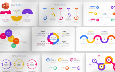 Modello di infografica PowerPoint della timeline del cerchio
