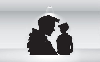 Ojciec i syn sylwetka projekt tatuażu pomysł wektor plik