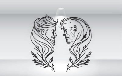 Padre e hijo, cabeza a cabeza, tatuaje, diseño, idea, vector, archivo