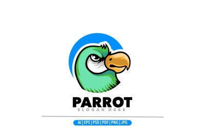 Papağan maskot logosu tasarım şablonu tasarım illüstrasyonu
