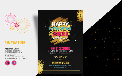 Printable New Year Party Invitation Flyer template