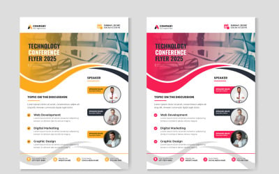 Layout de folheto de conferência de tecnologia moderna, modelo de folheto a4 de negócios corporativos