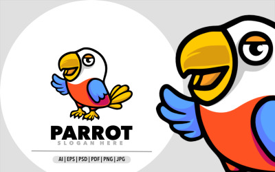 Logo di progettazione dell&amp;#39;illustrazione del fumetto della mascotte del pappagallo