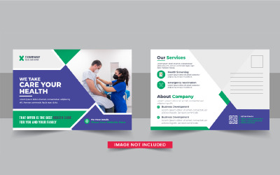 Modelo de cartão postal de saúde ou design de cartão postal médico edm