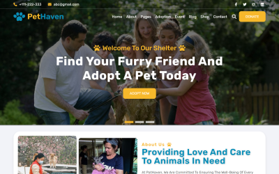PetHaven – HTML5-шаблон веб-сайту притулку для тварин