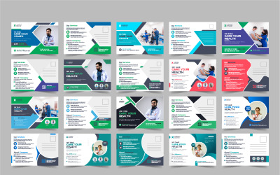 Szablon pocztówki opieki zdrowotnej lub pakiet pocztówek medycznych EDM