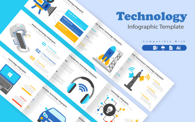 Technológia Infographic Design sablon elrendezése