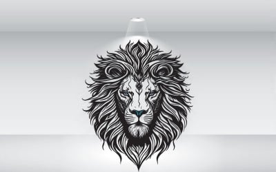 Tête De Lion Moderne Avec Logo Yeux Bleus Format Vectoriel