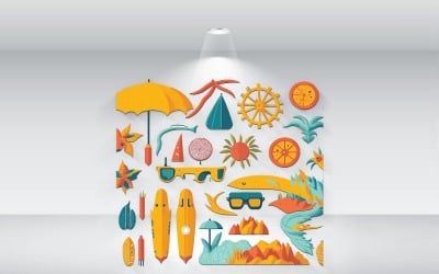 A Set Of Flat Vector Illustrations For Summer