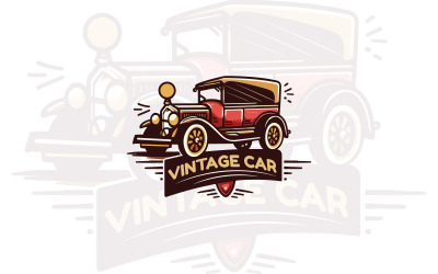 Design de logotipo de carro vintage vetorial, apresentação de logotipo