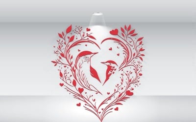 Fichier vectoriel d&amp;#39;illustration en forme de coeur d&amp;#39;oiseau de Saint-Valentin