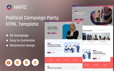 Хафиз - HTML5-шаблон целевой страницы партии политической кампании