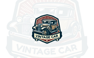 Illustrazione del design del logo di un&amp;#39;auto d&amp;#39;epoca vettoriale
