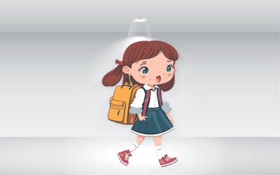 Roztomilá holčička zpět do školy ilustrace vektorový soubor