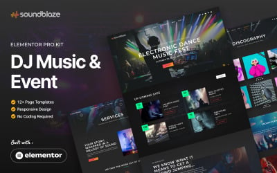 Soundblaze - Kit de modèles DJ Music &amp;amp; Event Elementor Pro