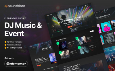 Soundblaze — zestaw szablonów Elementor Pro z muzyką i wydarzeniami dla DJ-ów