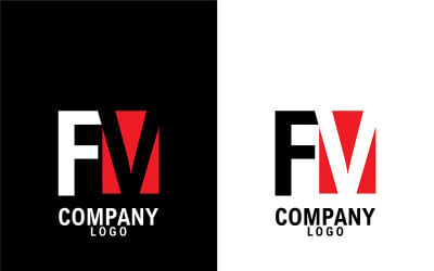 字母 fv、vf 抽象公司或品牌标志设计