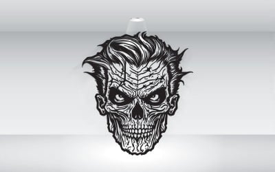 Zombie Head Halloween stil svart kontur vektor