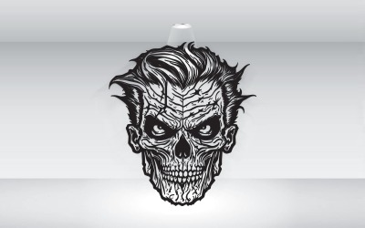Zombie hoofd Halloween stijl zwarte omtrek Vector