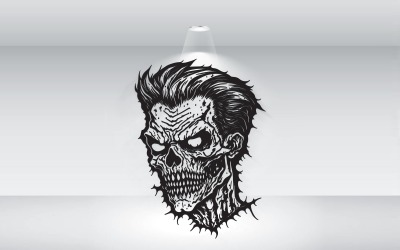 Zombie hoofd Halloween stijl zwarte omtrek vectorformaat