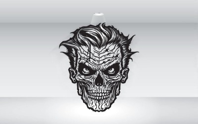 Zombie-Kopf-Halloween-Stil, schwarzer Umriss-Vektor