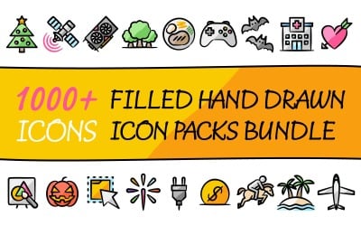 Drawniz Bundle - Collection of Multipurpose Icon Packs in Filled Hand Drawn Style